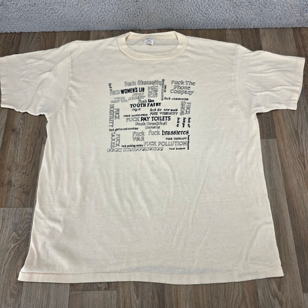 Vintage Offensive Biker Graphic T Shirt Fitz Custom Cycle Repairs Boxy XL USA